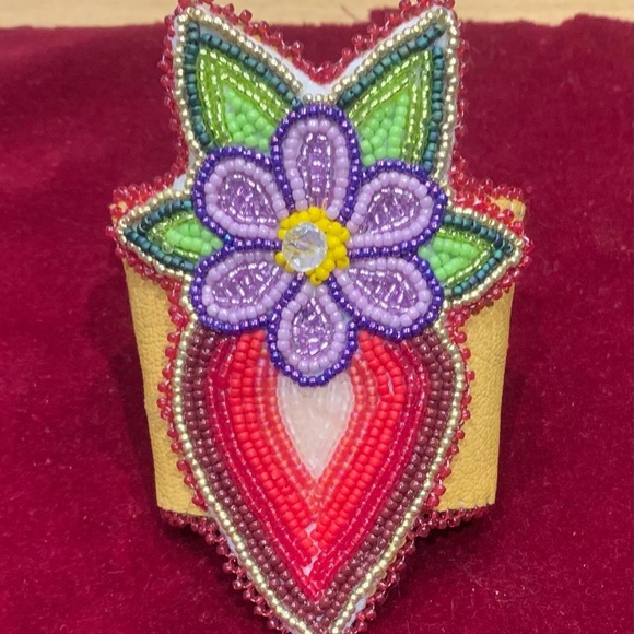 Beaded Strawberry Cuff Bracelet - Picture 1 of 3